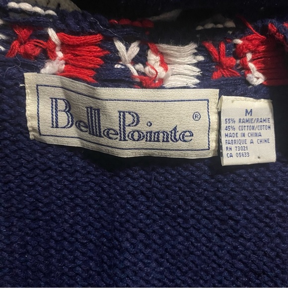 Vintage Belle Pointe Blue Red American Angels V Neck Cardigan - Picture 5 of 5